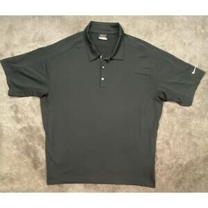 Nike Large GOLF FitDry Men's Polo Black Textured Raised Knit Collar Short Sleeve